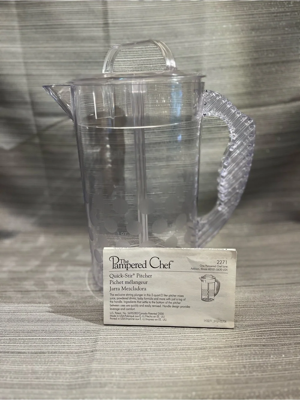 Pampered Chef 2 Quart Quick-Stir Pitcher 2271 Polka Dots COMPLETE Box,Directions - Picture 8 of 9